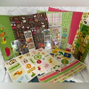 Jungle Animals Scrapbook Stickers and 12x12 Paper